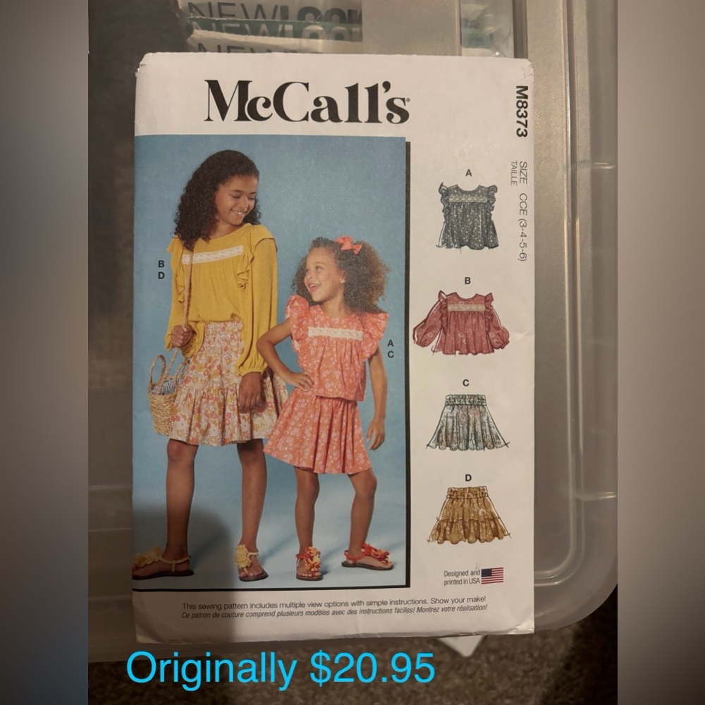 McCall's Kids Ruffled Top and Skirt Sewing Pattern